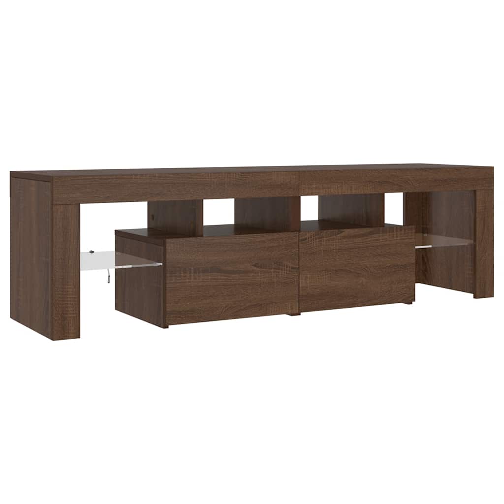 TV-Schrank mit LED-Leuchten Braun Eichen-Optik 140x36,5x40 cm
