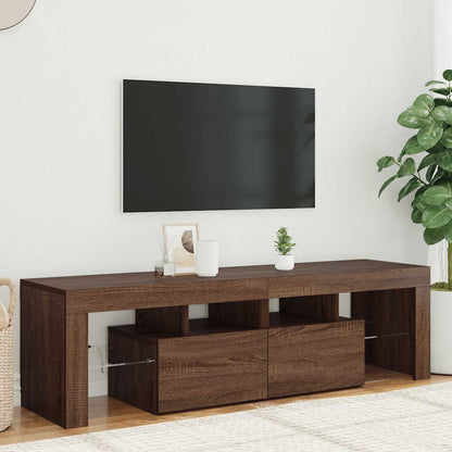 TV-Schrank mit LED-Leuchten Braun Eichen-Optik 140x36,5x40 cm