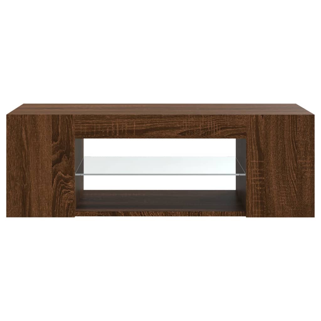 TV-Schrank mit LED-Leuchten Braun Eichen-Optik 90x39x30 cm