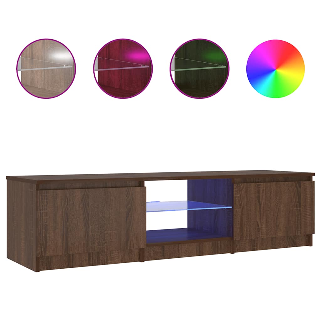 TV-Schrank mit LED-Leuchten Braun Eichen-Optik 140x40x36 cm