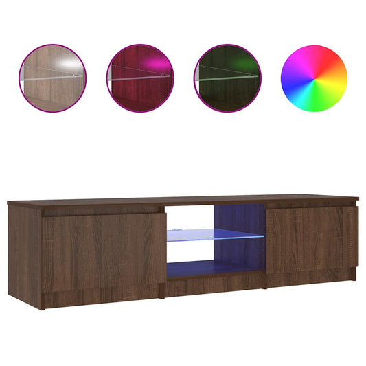 TV-Schrank mit LED-Leuchten Braun Eichen-Optik 140x40x36 cm