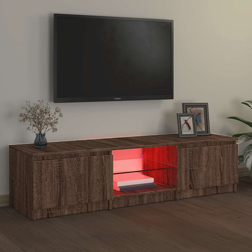 TV-Schrank mit LED-Leuchten Braun Eichen-Optik 140x40x36 cm