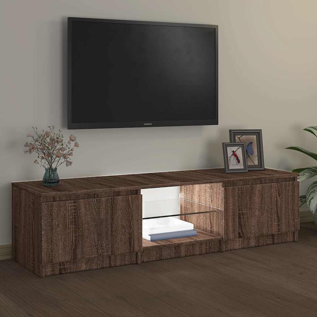 TV-Schrank mit LED-Leuchten Braun Eichen-Optik 140x40x36 cm