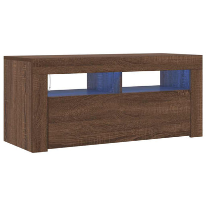 TV-Schrank mit LED-Leuchten Braun Eichen-Optik 90x35x40 cm