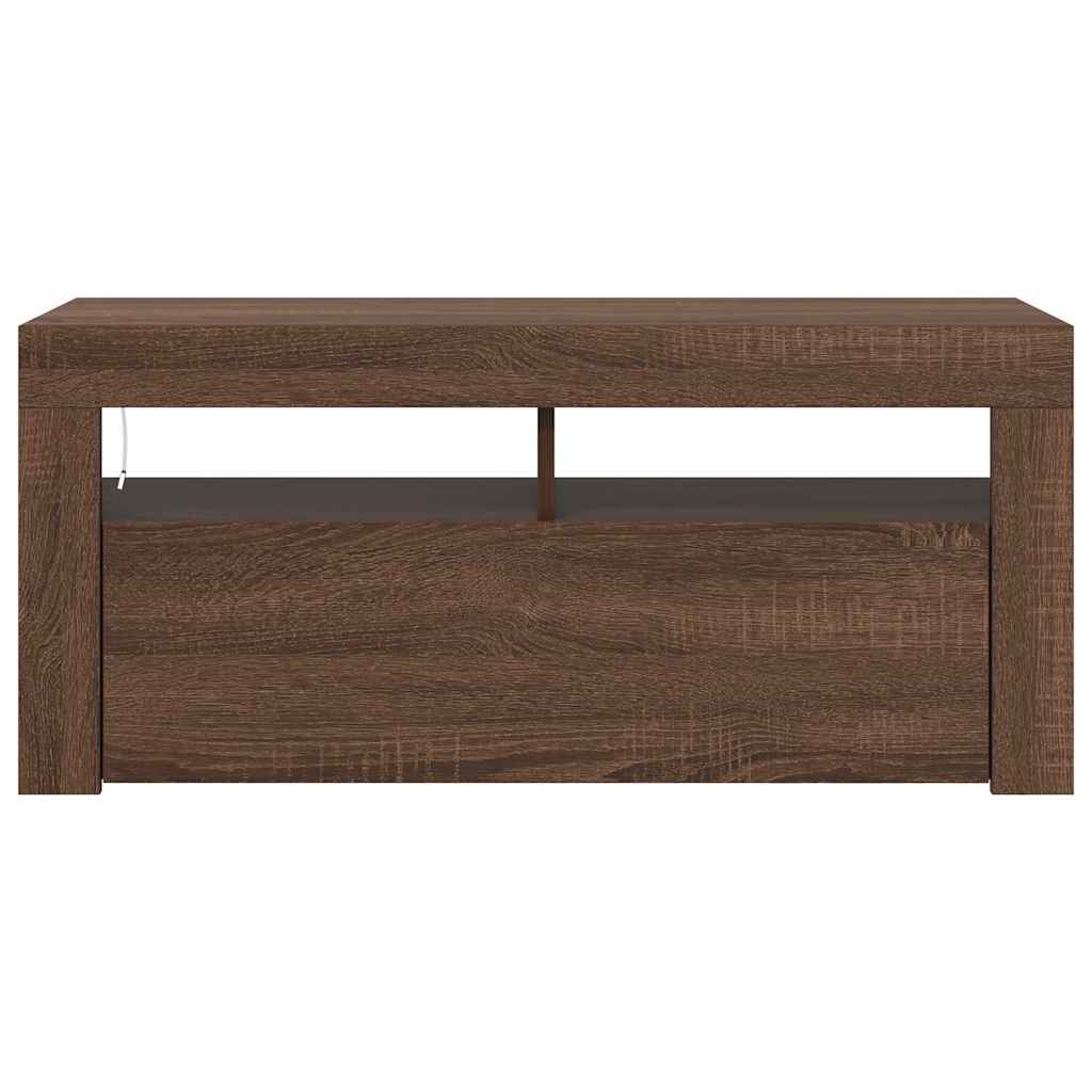 TV-Schrank mit LED-Leuchten Braun Eichen-Optik 90x35x40 cm