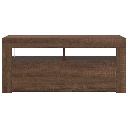 TV-Schrank mit LED-Leuchten Braun Eichen-Optik 90x35x40 cm