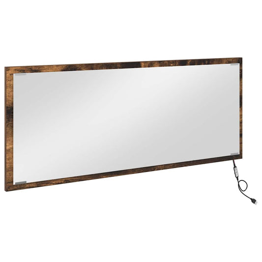 LED Badezimmer Spiegel Räuchereiche 90x8,5x37 cm Holzwerkstoff