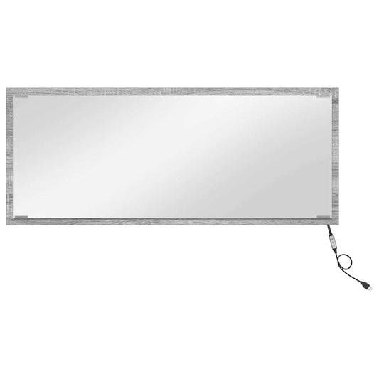 Badspiegel mit LED-Licht Grau Sonoma 90x8,5x37 cm