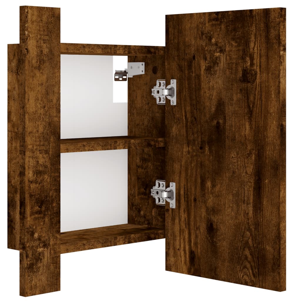 LED-Spiegelschrank Räuchereiche 40x12x45 cm Holzwerkstoff