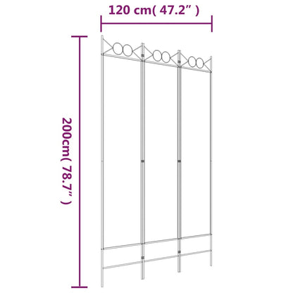 3-delt Paravent Hvid 120x200 cm Stof