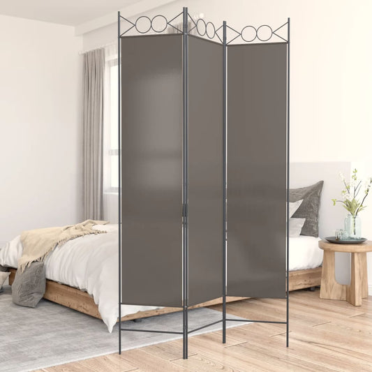 3-tlg. Paravent Anthrazit 120x200 cm Stoff