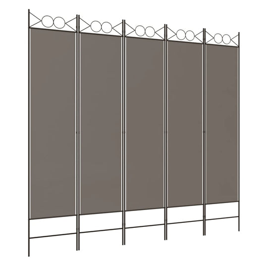 5-tlg. Paravent Anthrazit 200x200 cm Stoff