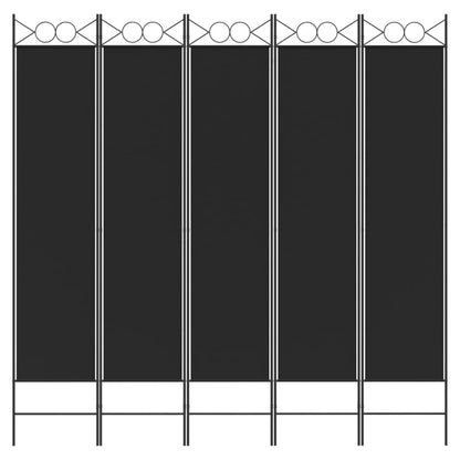 5-tlg. Paravent Schwarz 200x200 cm Stoff