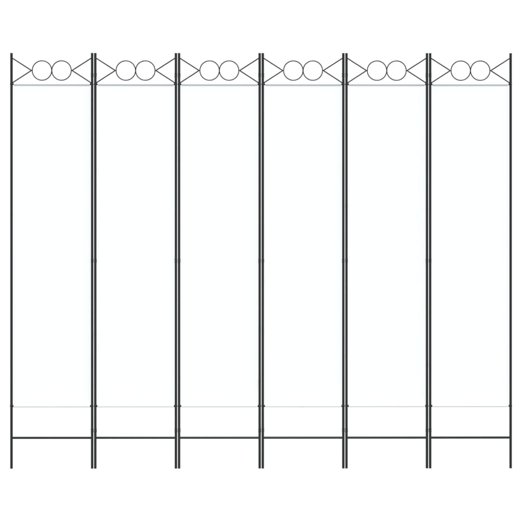 6-tlg. Paravent Weiß 240x200 cm Stoff