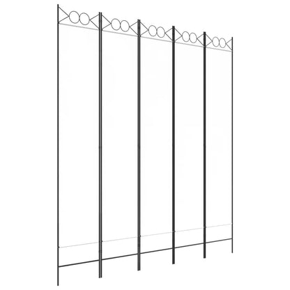 5-tlg. Paravent Weiß 200x220 cm Stoff