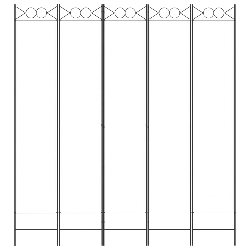 5-tlg. Paravent Weiß 200x220 cm Stoff