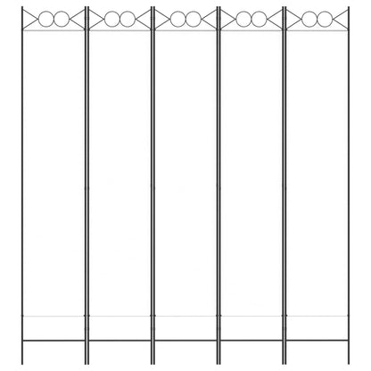5-tlg. Paravent Weiß 200x220 cm Stoff