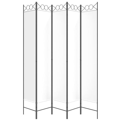 5-tlg. Paravent Weiß 200x220 cm Stoff