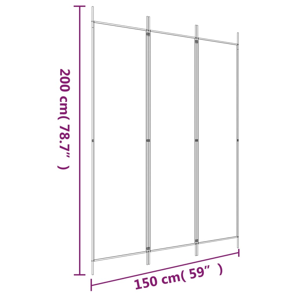 3-tlg. Paravent Braun 150x200 cm Stoff