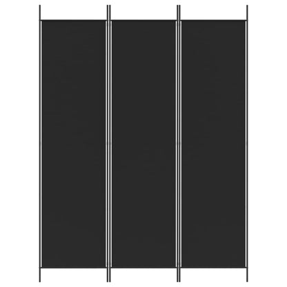 3-tlg. Paravent Schwarz 150x200 cm Stoff