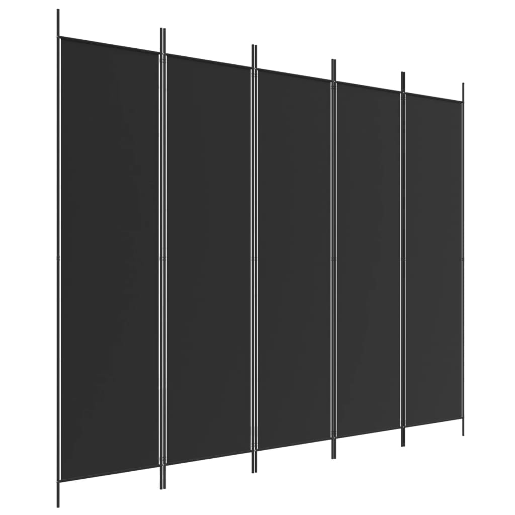5-delt sæt Skærm Sort 250x200 cm Stof