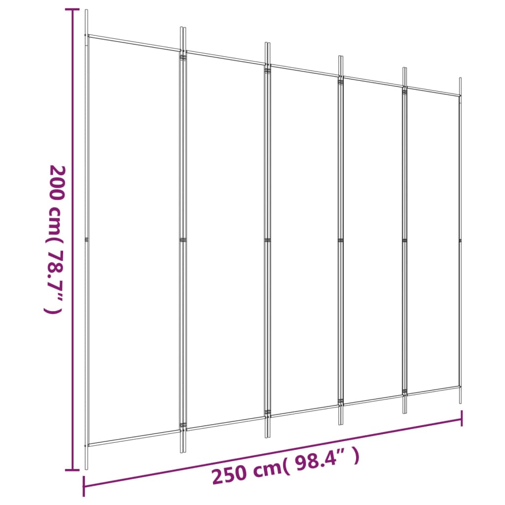 5-delt sæt Skærm Sort 250x200 cm Stof