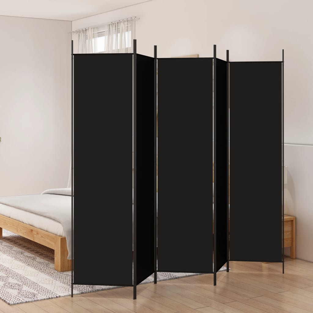 5-delt sæt Skærm Sort 250x200 cm Stof