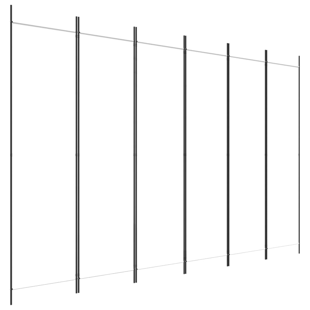 6 dele Paravent Hvid 300x200 cm Stof
