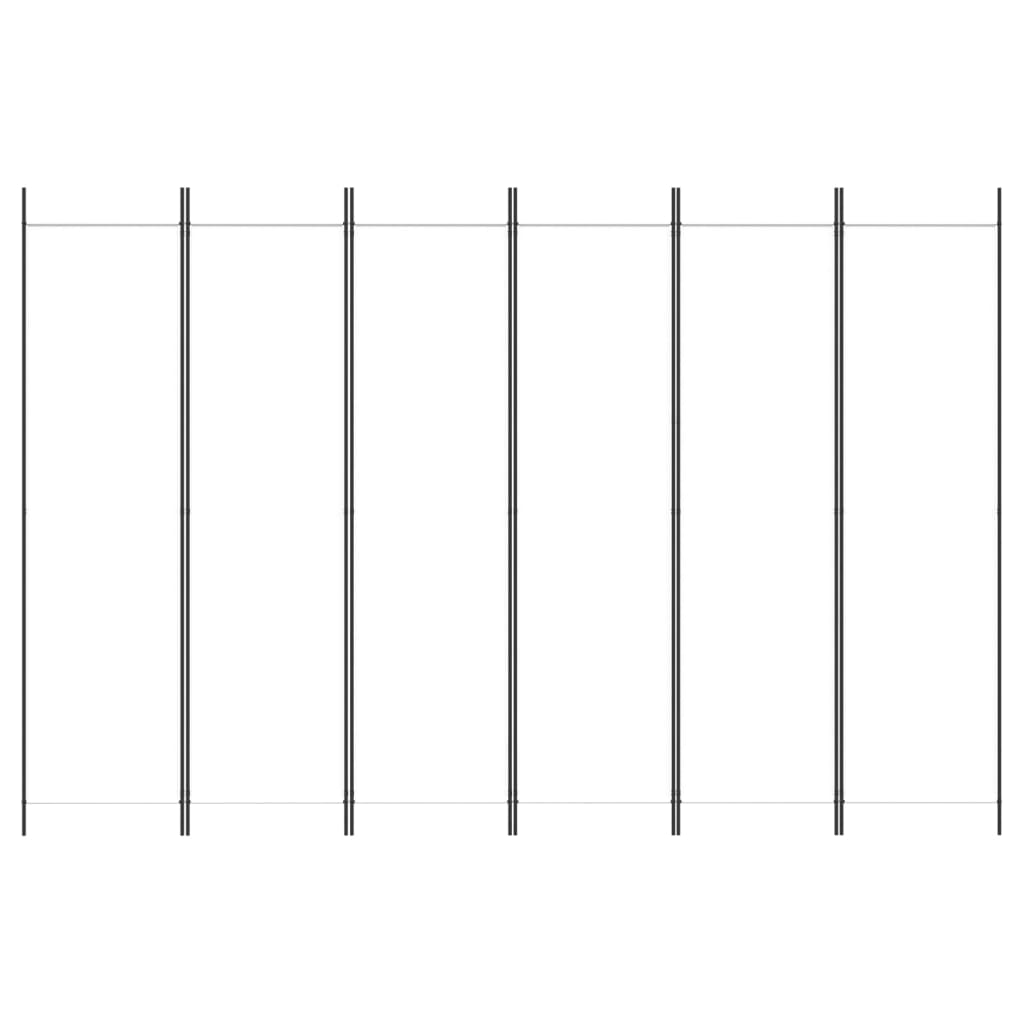 6 dele Paravent Hvid 300x200 cm Stof