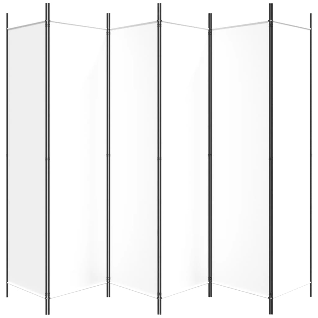 6 dele Paravent Hvid 300x200 cm Stof