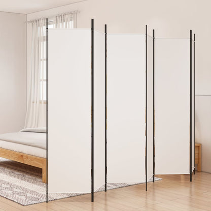 6 dele Paravent Hvid 300x200 cm Stof