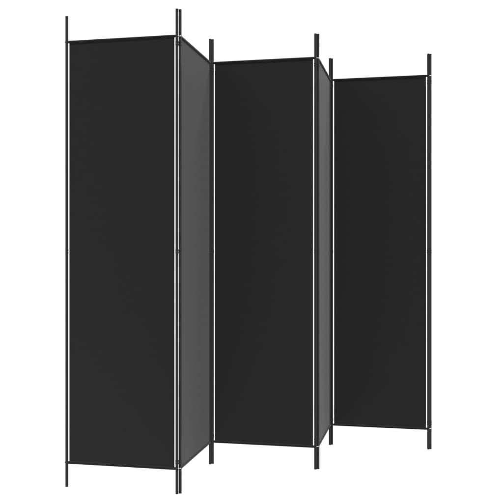 6-delt sæt Skærm Sort 300x200 cm Stof