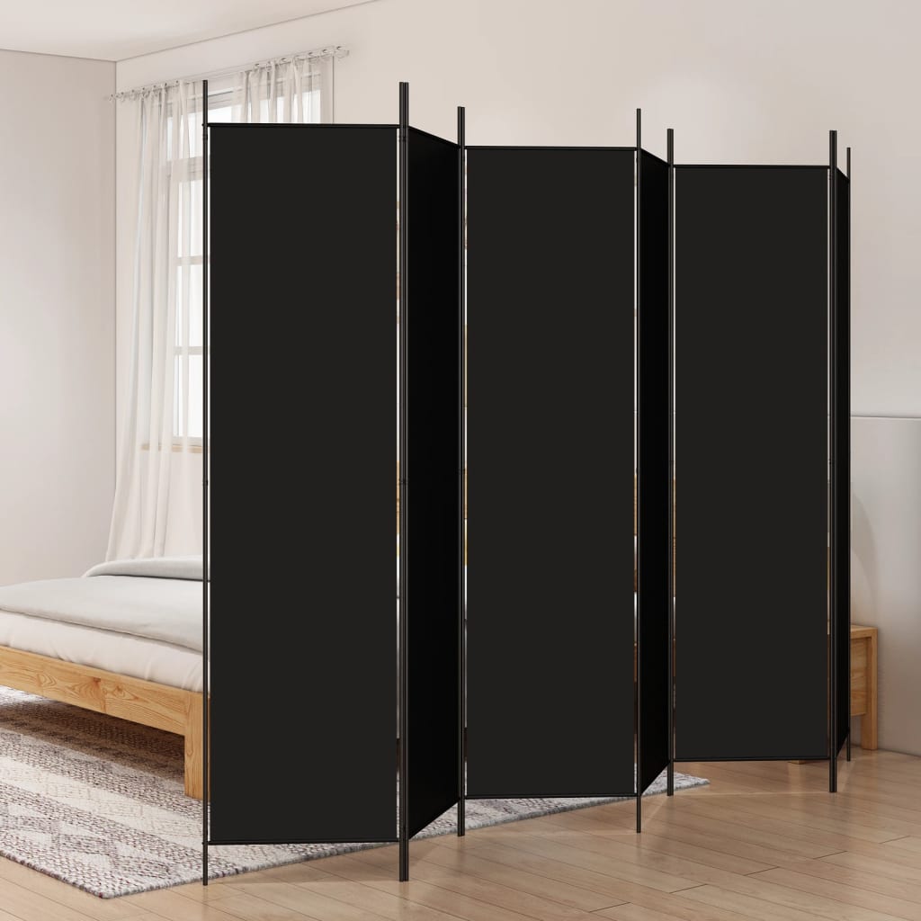6-delt sæt Skærm Sort 300x200 cm Stof