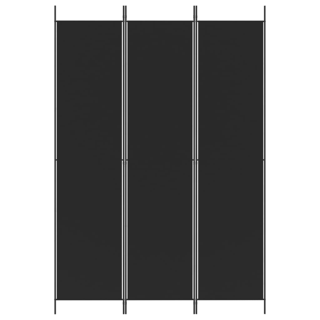 3-tlg. Paravent Schwarz 150x220 cm Stoff