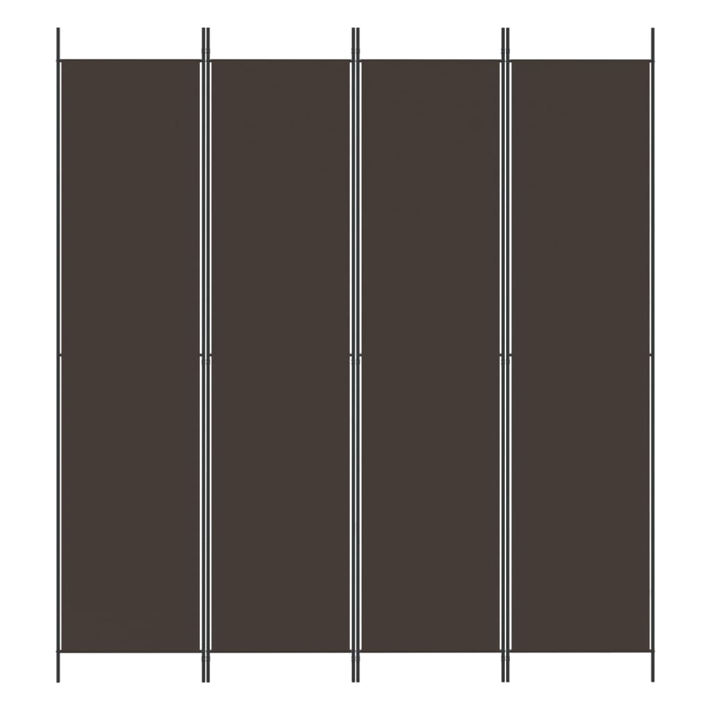 4-tlg. Paravent Braun 200x220 cm Stoff