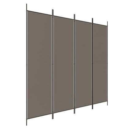 4-tlg. Paravent Anthrazit 200x220 cm Stoff