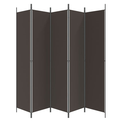5-tlg. Paravent Braun 250x220 cm Stoff