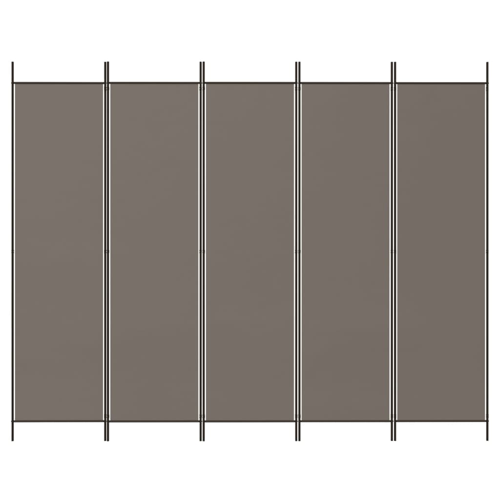 5-tlg. Paravent Anthrazit 250x220 cm Stoff