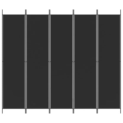5-tlg. Paravent Schwarz 250x220 cm Stoff