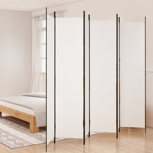6 dele Paravent Hvid 300x220 cm Stof