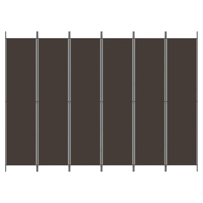 6-tlg. Paravent Braun 300x220 cm Stoff