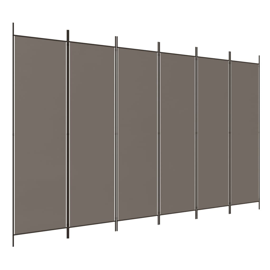 6-tlg. Paravent Anthrazit 300x220 cm Stoff