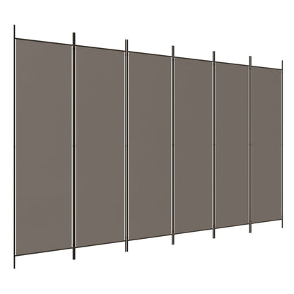 6-tlg. Paravent Anthrazit 300x220 cm Stoff
