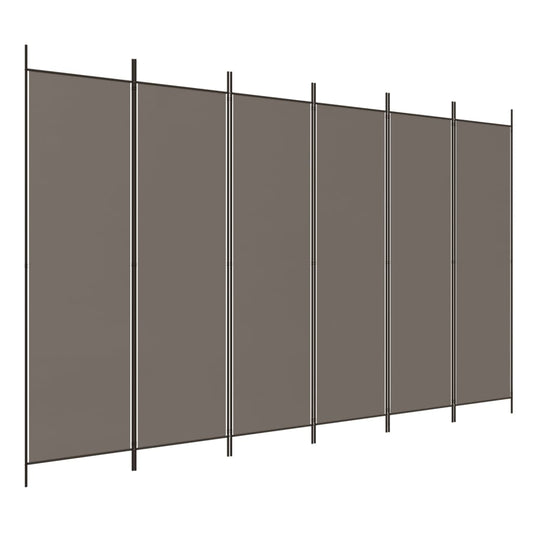 6-tlg. Paravent Anthrazit 300x220 cm Stoff