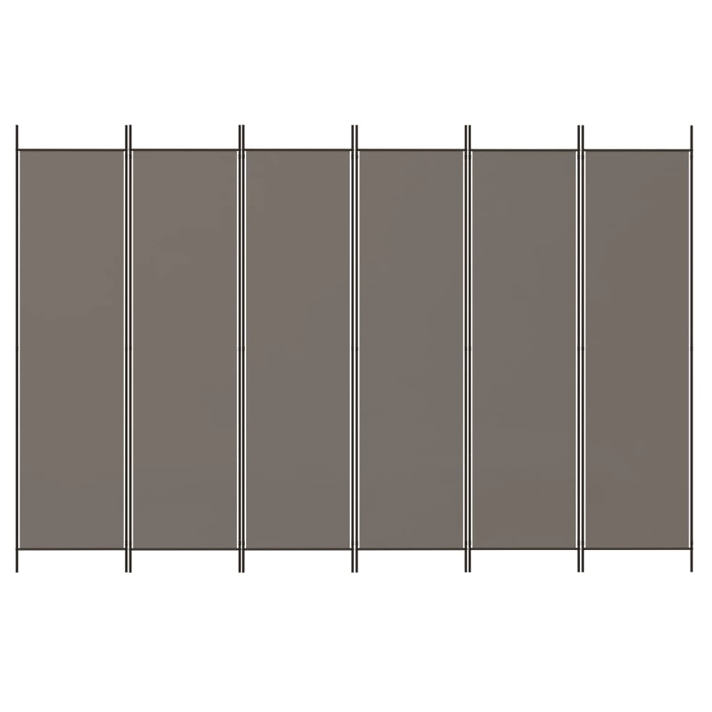 6-tlg. Paravent Anthrazit 300x220 cm Stoff
