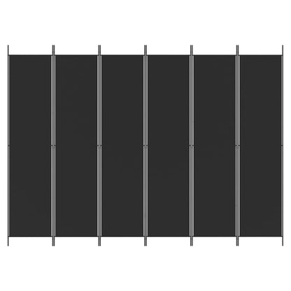 6-tlg. Paravent Schwarz 300x220 cm Stoff