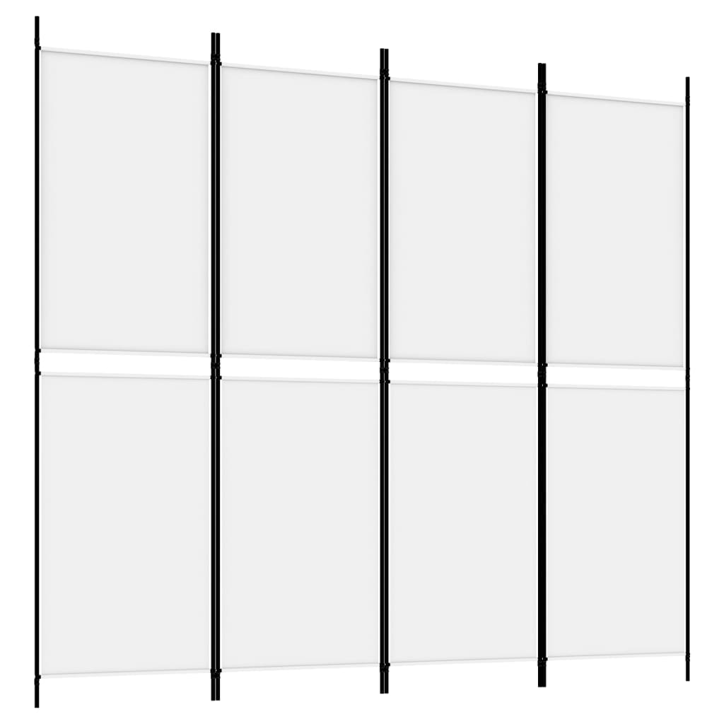 4-tlg. Paravent Weiß 200x180 cm Stoff