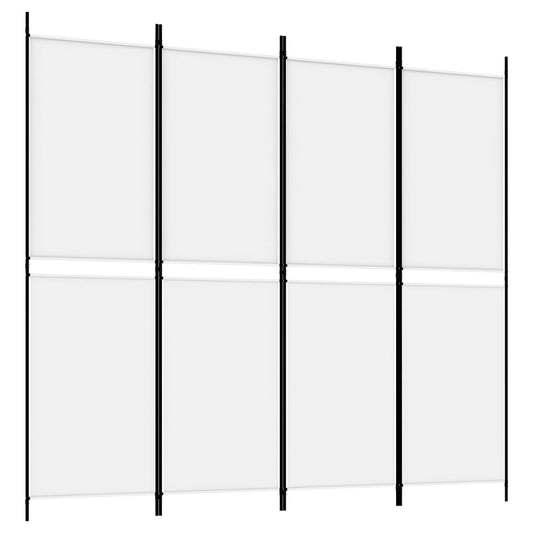 4-tlg. Paravent Weiß 200x180 cm Stoff