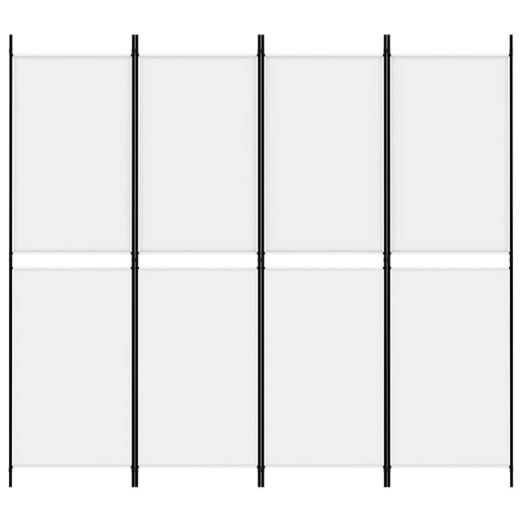 4-tlg. Paravent Weiß 200x180 cm Stoff