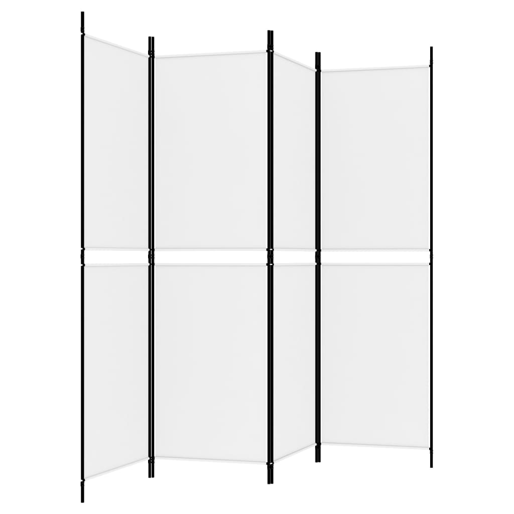 4-tlg. Paravent Weiß 200x180 cm Stoff